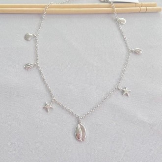 Detalhes do produto Choker Búzios-Estrela do mar-Concha, Folheada a Rhodium Branco