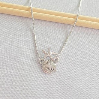 Detalhes do produto Gargantilha Concha-Estrela do mar, Folheada a Rhodium Branco