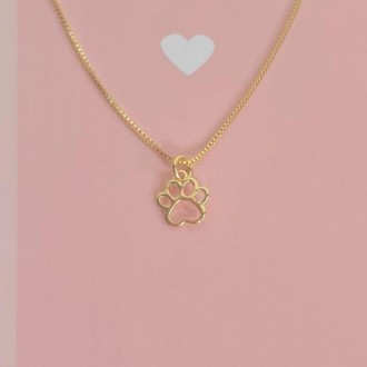 Detalhes do produto Gargantilha Infantil Patinha Vazada, Folheado a Ouro 18K
