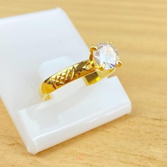 Detalhes do produto Anel Solitário Zircônia 6mm, Folheado a Ouro 18K
