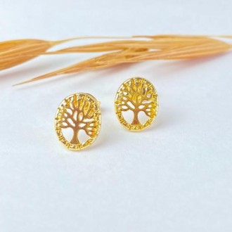 Detalhes do produto Brinco Arvore da Vida Folheado a Ouro 18K