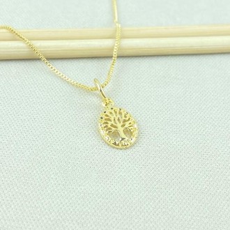Detalhes do produto Gargantilha Arvore da Vida Folheado a Ouro 18K