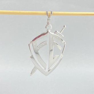 Detalhes do produto Pingente Escudo da Fé 3,5 cm, Folheado a Rhodium Branco