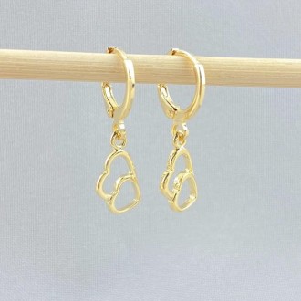 Detalhes do produto Brinco Argola Coração, Folheado a Ouro 18K