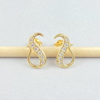 Detalhes do produto Brinco Cravejado Zircônias, Folheado a Ouro 18K