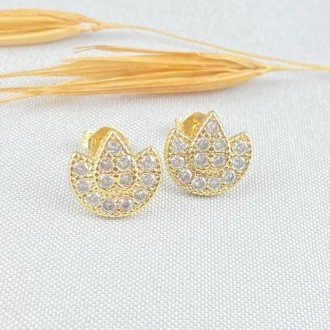 Detalhes do produto Brinco Cravejado Zircônias, Folheado a Ouro 18K