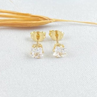 Detalhes do produto Brinco Zircônia Quadrada, Folheado a Ouro 18K