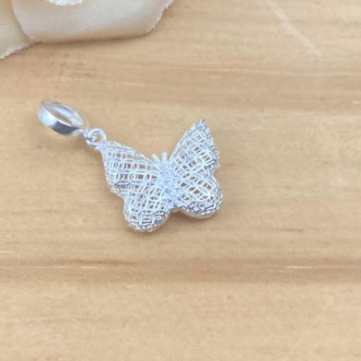 Detalhes do produto Berloque Borboleta Telada , Prata 925