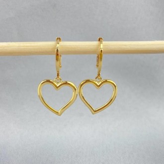 Detalhes do produto Brinco Argola Coração Vazado, Folheado a Ouro 18K