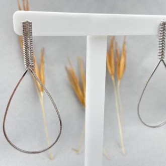 Detalhes do produto Brinco Gota Malha Alemão, Folheado a Rhodium Branco