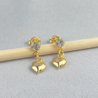 Detalhes do produto Brinco Infantil Cristal Coração, Folheado a Ouro 18K