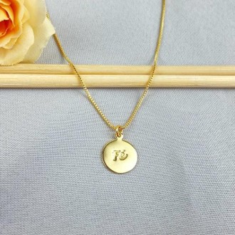 Detalhes do produto Gargantilha Medalha FÉ 12mm Folheado a Ouro 18K