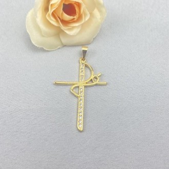 Detalhes do produto Pingente FÉ, Cravejados com Zircônias, Folheado a Ouro 18K