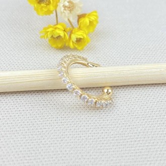 Detalhes do produto Piercing Fake Cravejado com Zircônias, Folheado a Ouro 18K