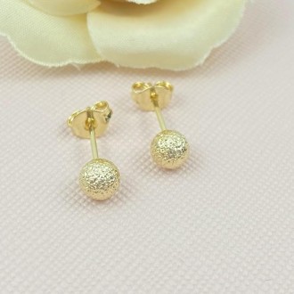 Detalhes do produto Brinco Bola Craquelado 5mm, Folheado a Ouro 18K