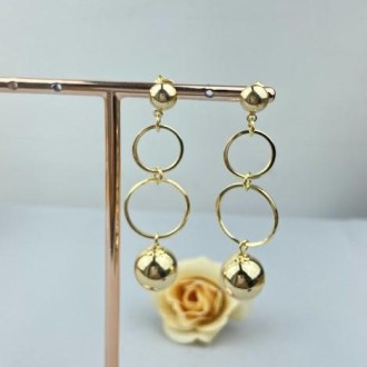 Detalhes do produto Brinco Elos e Bolas, Folheado a Ouro 18K