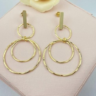 Detalhes do produto Brinco Elos, Tamanho Aprox. 6cm Folheado a Ouro 18K