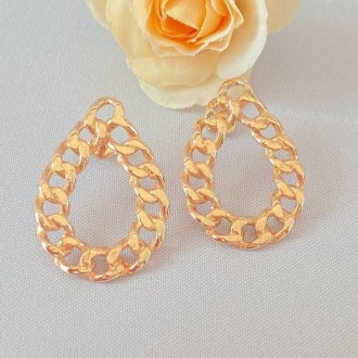 Detalhes do produto Brinco Gota Elos Corrente Folheado a Ouro 18K