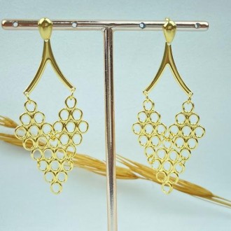 Detalhes do produto Brinco Grande Elos, Tamanho Aprox. 7cm, Folheado a Ouro 18K
