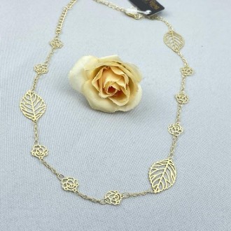Detalhes do produto Choker Folhas e Flores, Folheado a Ouro 18K