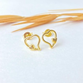 Detalhes do produto Brinco Coração Liso Folheado a Ouro 18K