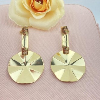 Detalhes do produto Brinco Redondo Orgânico, Tamanho Aprox. 4cm, Folheado a Ouro 18K