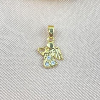 Detalhes do produto Pingente Anjinho, Cravejado com Zircônias, Folheado a Ouro 18K