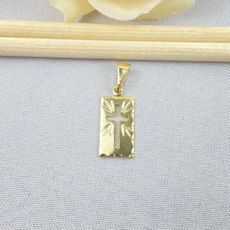Detalhes do produto Pingente banhado a ouro 18k, placa pequena cruz vazada