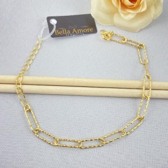 Detalhes do produto Pulseira Elos Longos Diamantada, Folheado a Ouro 18K