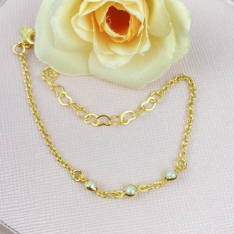 Detalhes do produto Pulseira infantil pérola elos português, banhada a ouro 18k