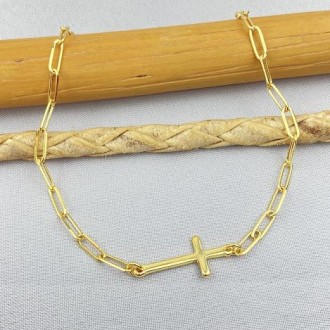 Detalhes do produto Pulseira masculina cruz cartier,  banhada a ouro 18k