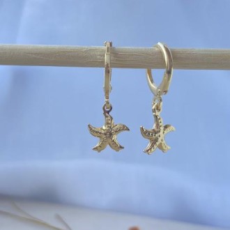Detalhes do produto Brinco argola banhado a ouro 18k, estrela do mar