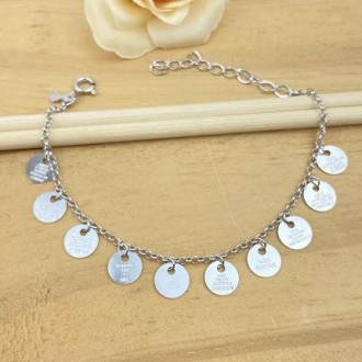 Detalhes do produto Pulseira banhada a rhodium branco, dez mandamentos