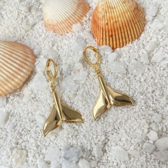 Detalhes do produto Brinco argola calda de sereia, banhado a ouro 18k