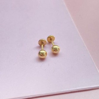 Detalhes do produto Brinco bolinha 4mm tarraxa baby banhado a ouro 18k