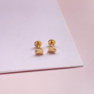 Detalhes do produto Brinco coração torto tarraxa baby banhado a ouro 18k