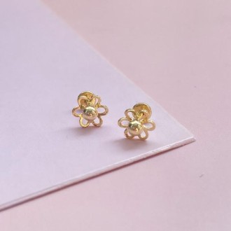 Detalhes do produto Brinco Flor tarraxa baby banhado a ouro 18k