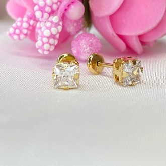 Detalhes do produto Brinco Zircônia Carre Folheado a Ouro 18K