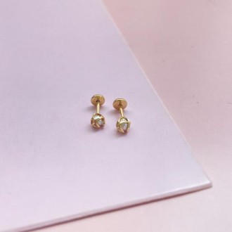 Detalhes do produto Brinco pérola 3mm tarraxa baby banhado a ouro 18k