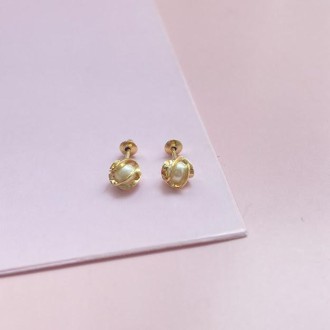Detalhes do produto Brinco pérola coreano 4mm, tarraxa baby banhado a ouro 18k