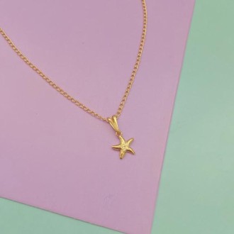 Detalhes do produto Gargantilha infantil estrela do mar banhada a ouro 18k