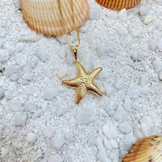 Detalhes do produto Gargantilha estrela do mar 30mm, banhado a ouro 18k