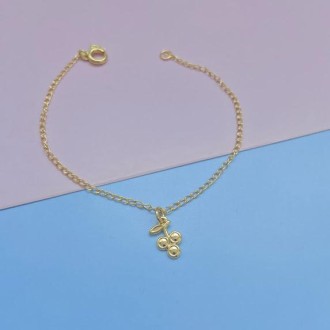 Detalhes do produto Pulseira infantil cacho de uva, banhada a ouro 18k