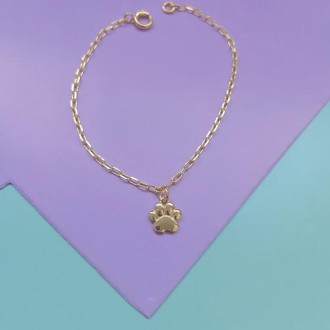 Detalhes do produto Pulseira infantil pet patinha, banhado a ouro 18k