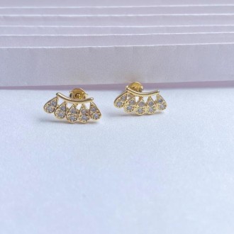 Detalhes do produto Brinco gotas de zircônias banhado a ouro 18k