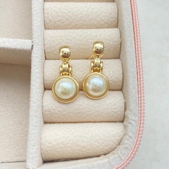 Detalhes do produto Brinco de pérola banhado a ouro 18k