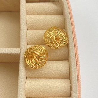 Detalhes do produto Brinco fios espiral, banhado a ouro 18K