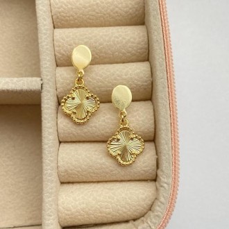Detalhes do produto Brinco trevo vintage, banhado a ouro 18k
