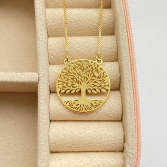 Detalhes do produto Gargantilha árvore da vida, banhado a ouro 18K