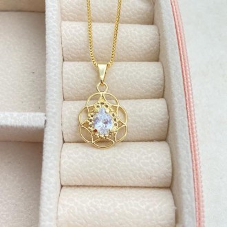 Detalhes do produto Gargantilha gotas de zircônias banhado a ouro 18k